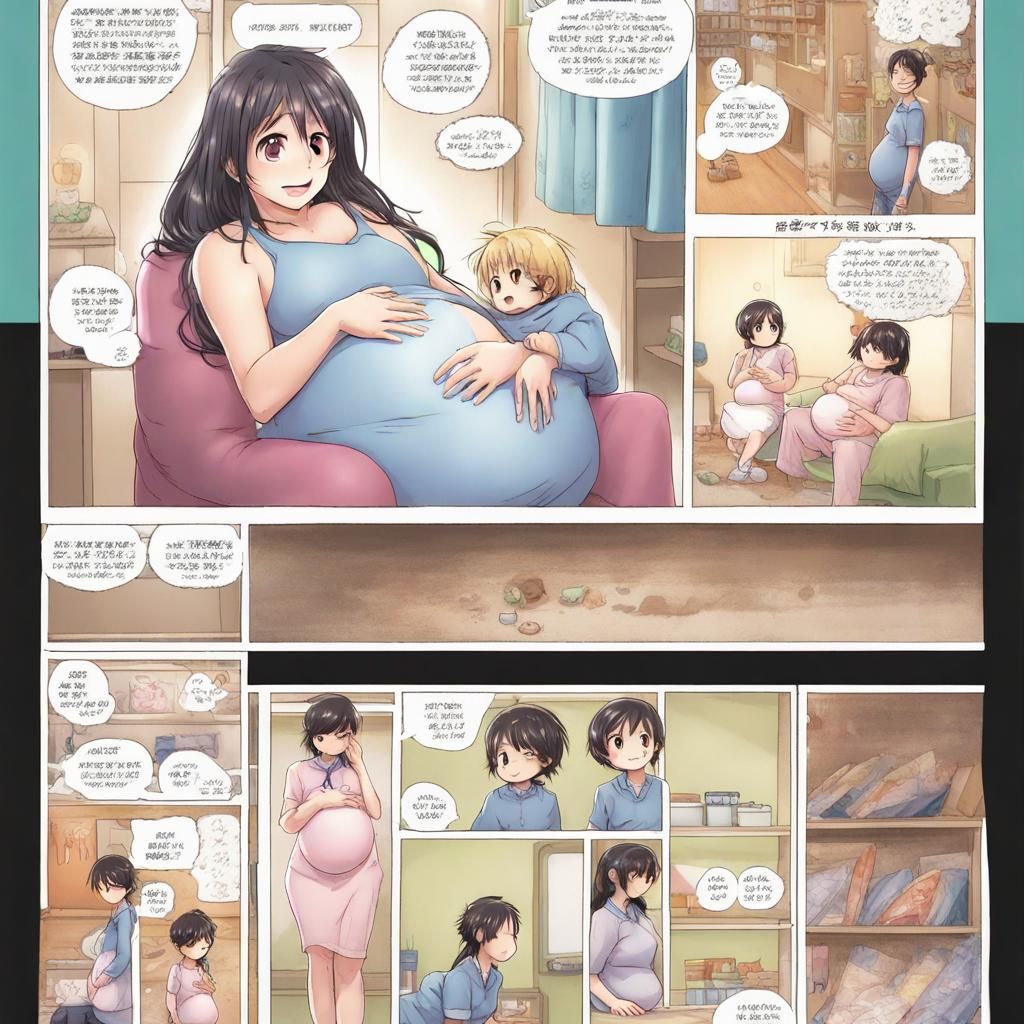 Pregnant Preschooler Comic Strip in Anime Style