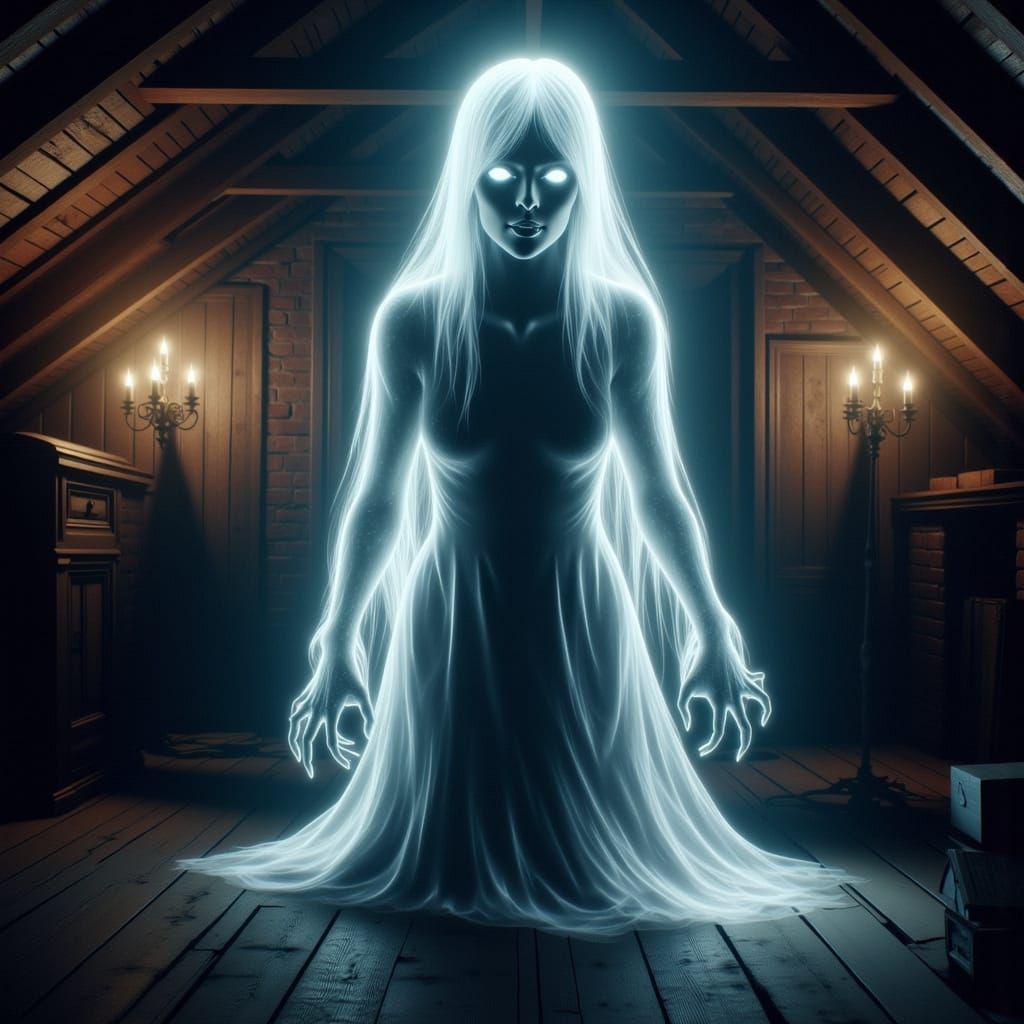Spectral Vampire Lady in Gothic Ballroom