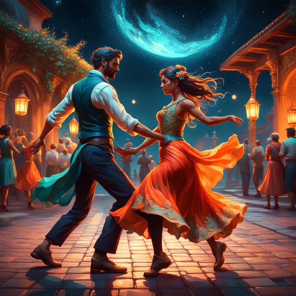 Latin Couple's First Dance Under Starry Sky