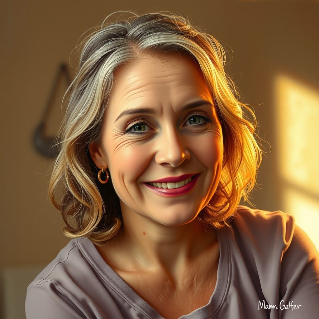 Warm and Inviting Motherly Love in Impressionist Style