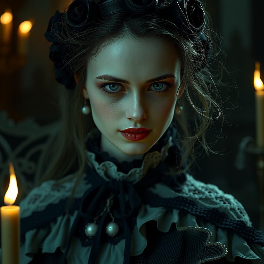 Ethereal Victorian Gothic Lady in Macabre Portrait