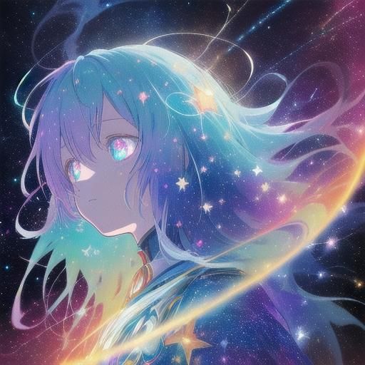 Cosmic Anime Hatsune Miku in Shimmering Galaxy