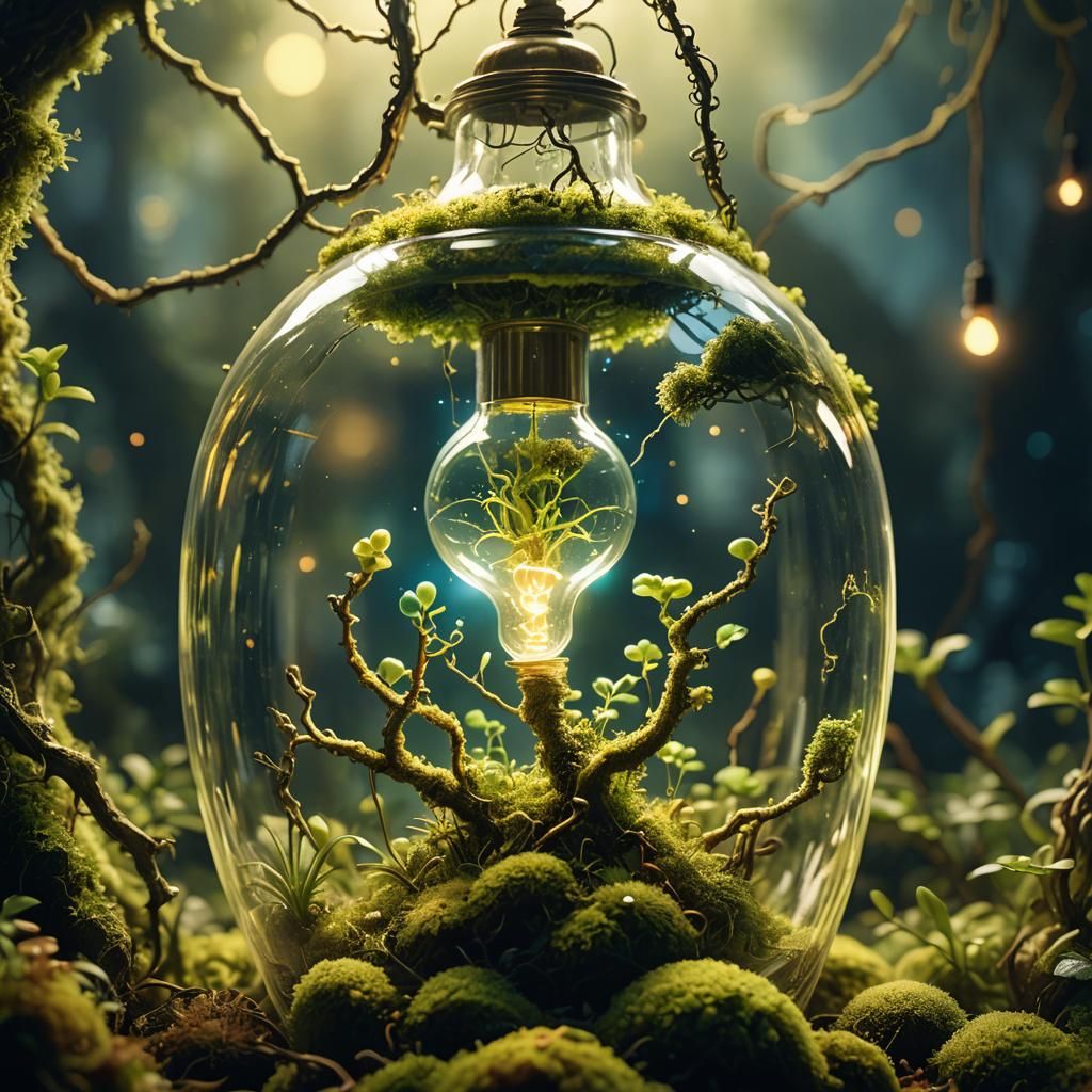 Upside-Down Light Bulb Plant in Art Nouveau Style