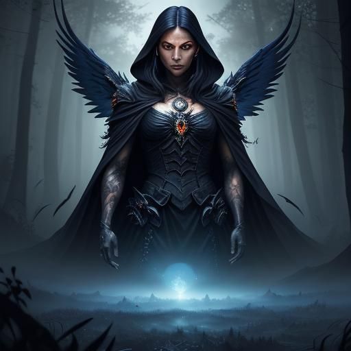 Grim Reaper in Mystical Forest with Phoenix