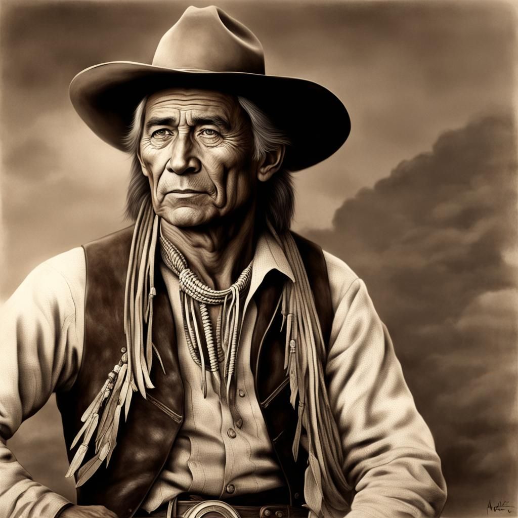 Photorealistic Cherokee Cowboy Portrait