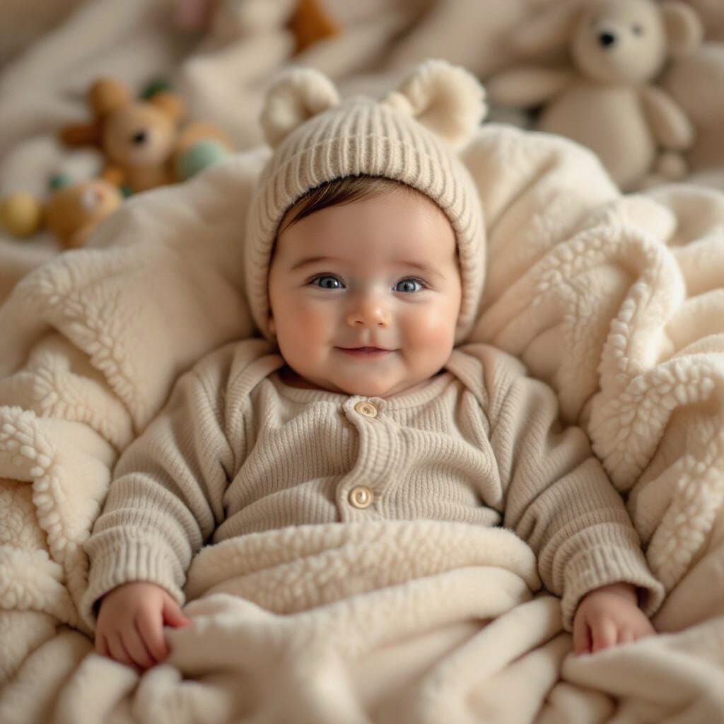 Serene Newborn Baby in Beatrix Potter Style