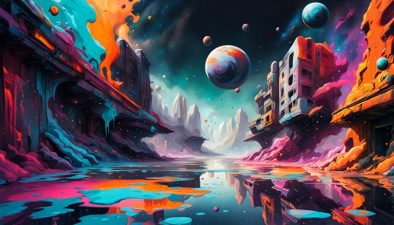 Colorful Space Graffiti Art in Ultra Quality