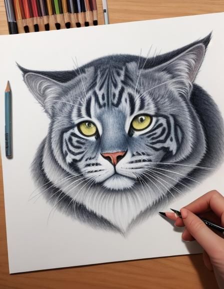 Expressive Colored Pencil Drawing with Vibrant Textures