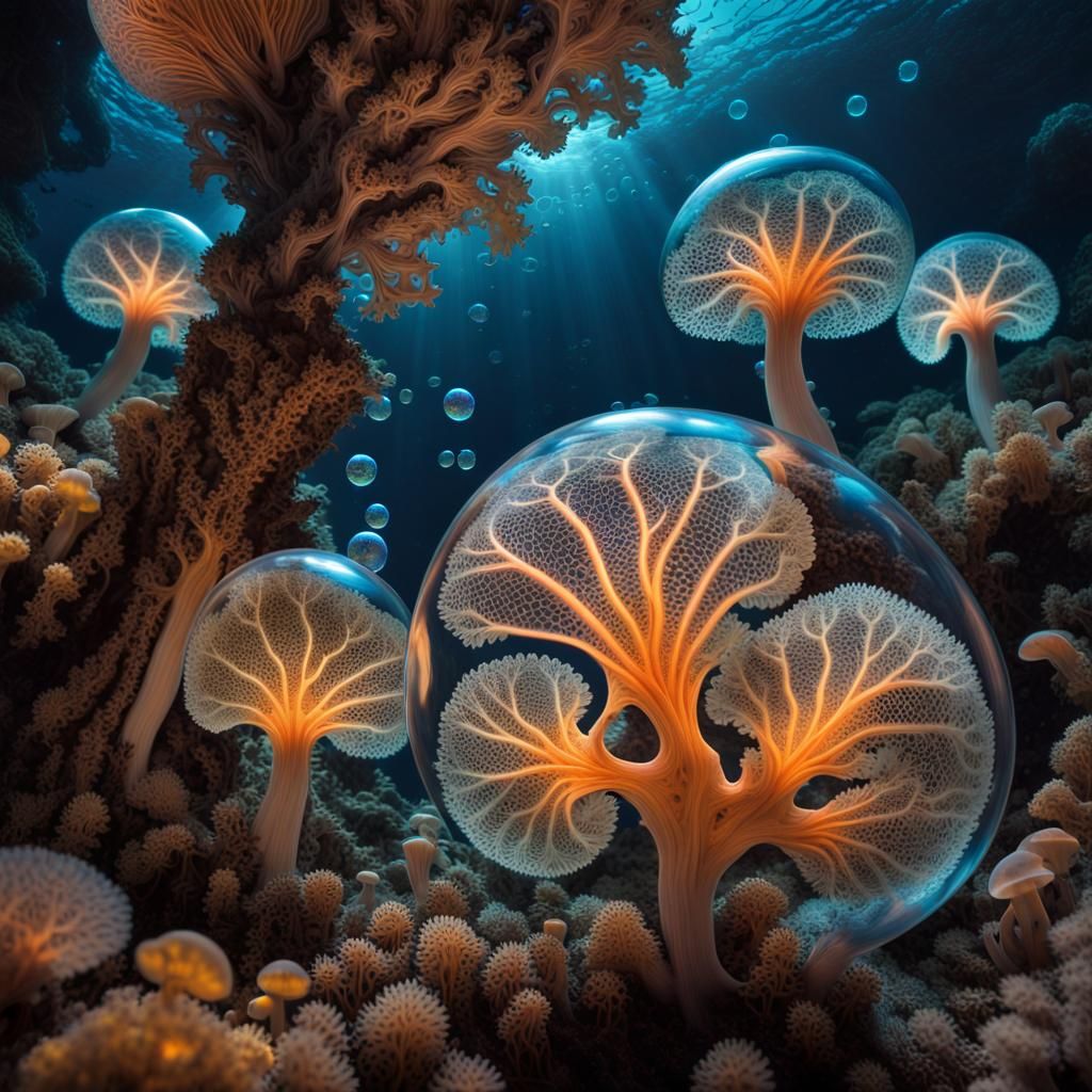 Luminescent Bubble in a Kaleidoscopic Underwater Realm
