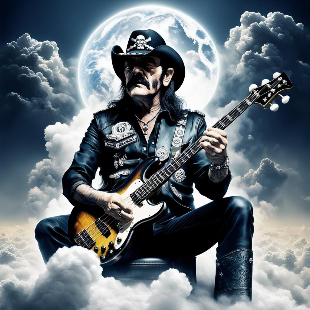 Lemmy Kilmister in Heaven Playing Bass