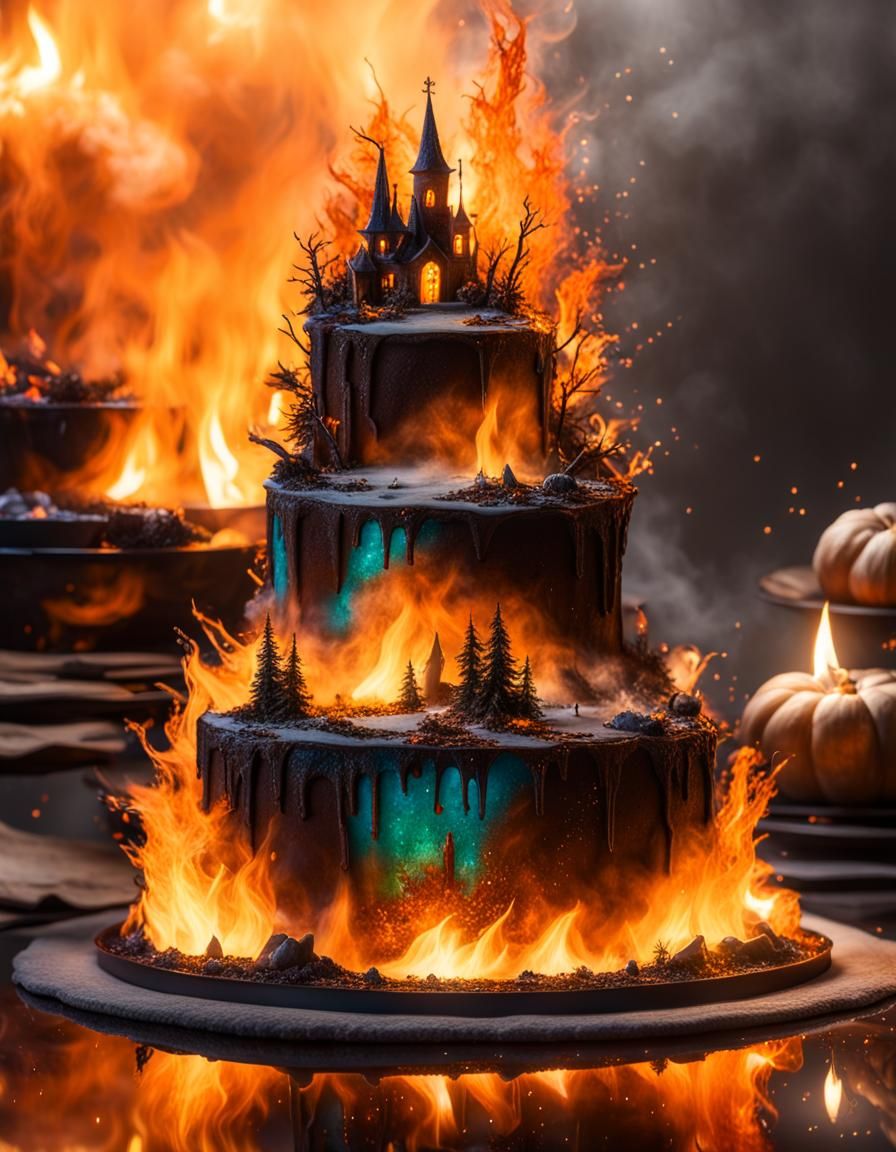 Gâteau en feu