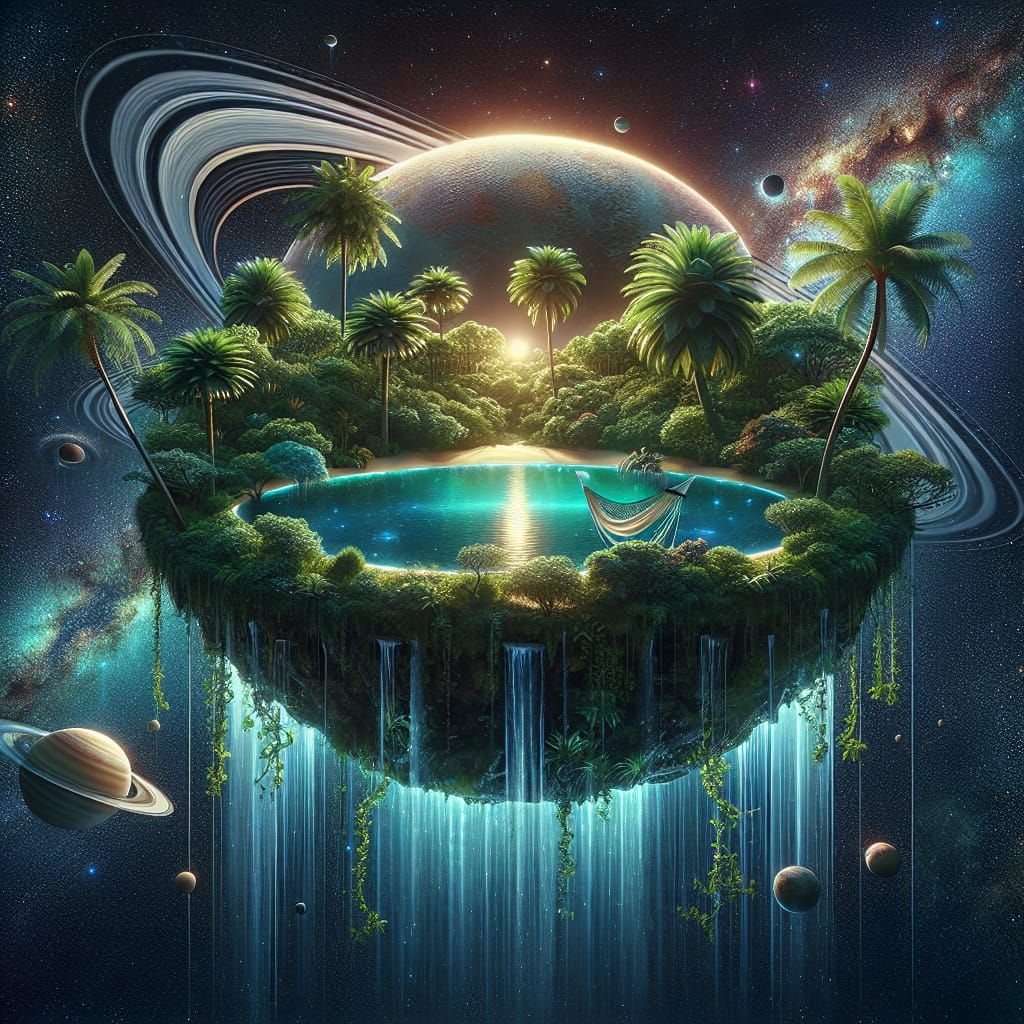 Tropical Island Galaxy: A Digital Painting