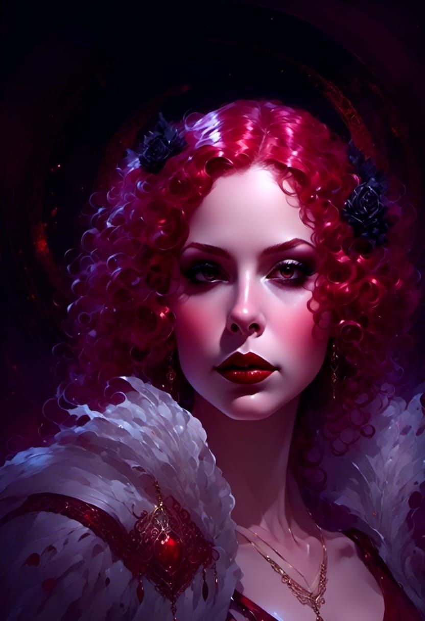 Flapper Vampiress Portrait with Red Hair