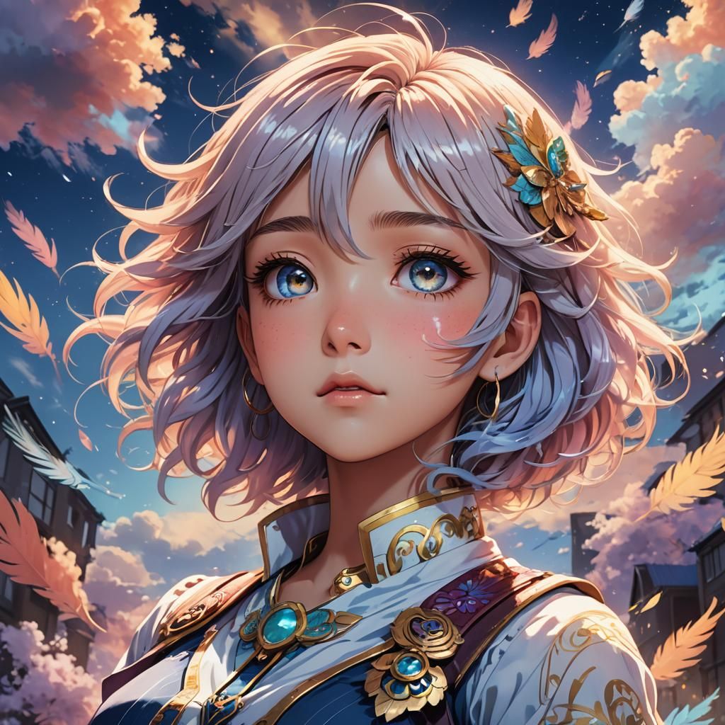 Anime Girl Portrait with Pastel Colors