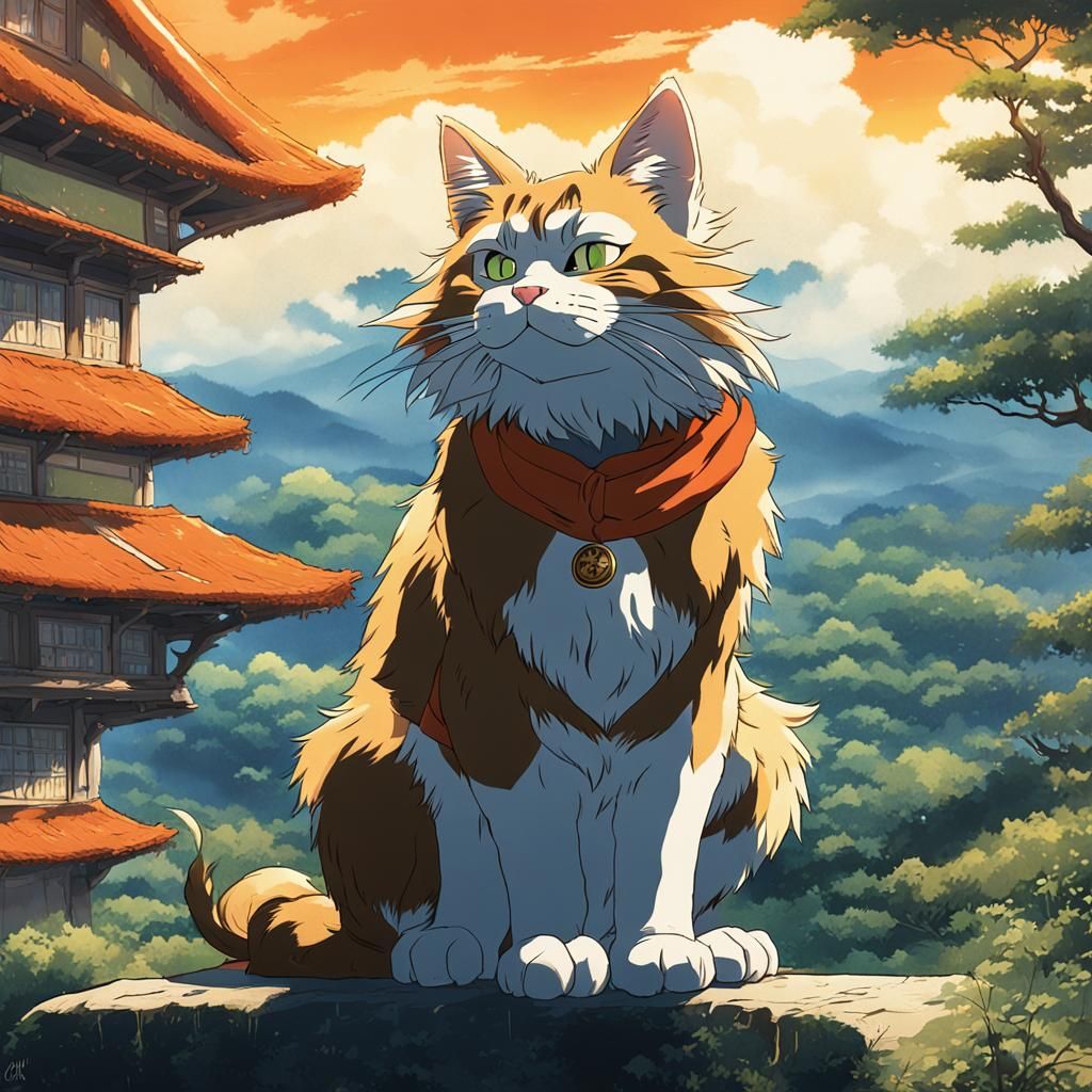 Goku as Cat in Studio Ghibli Anime Style