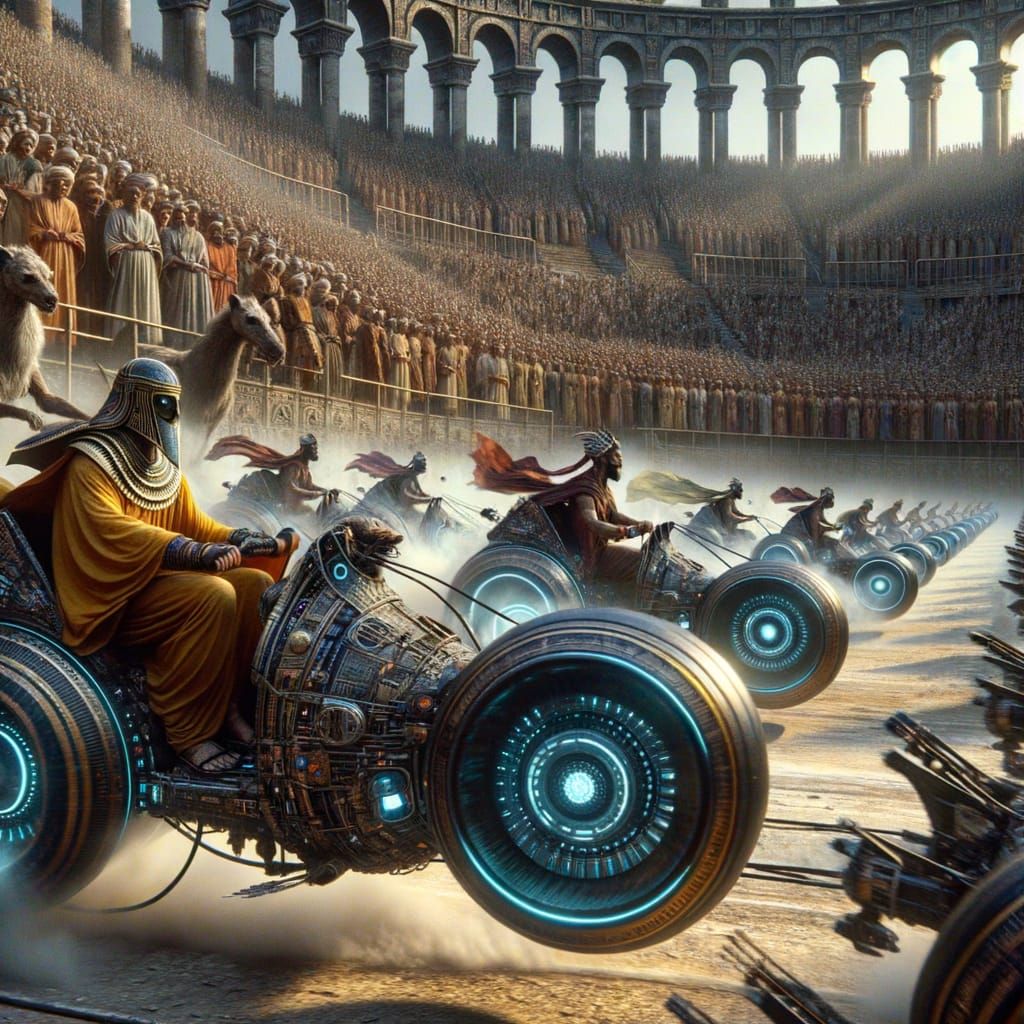 Sci-Fi Pharaoh Races in Ancient Circus Maximus