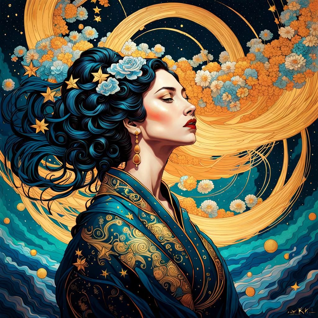 Celestial Ink: Woman in a Sci-Fi Constellation