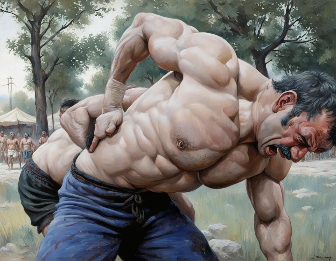 Turkish oil wrestlers
