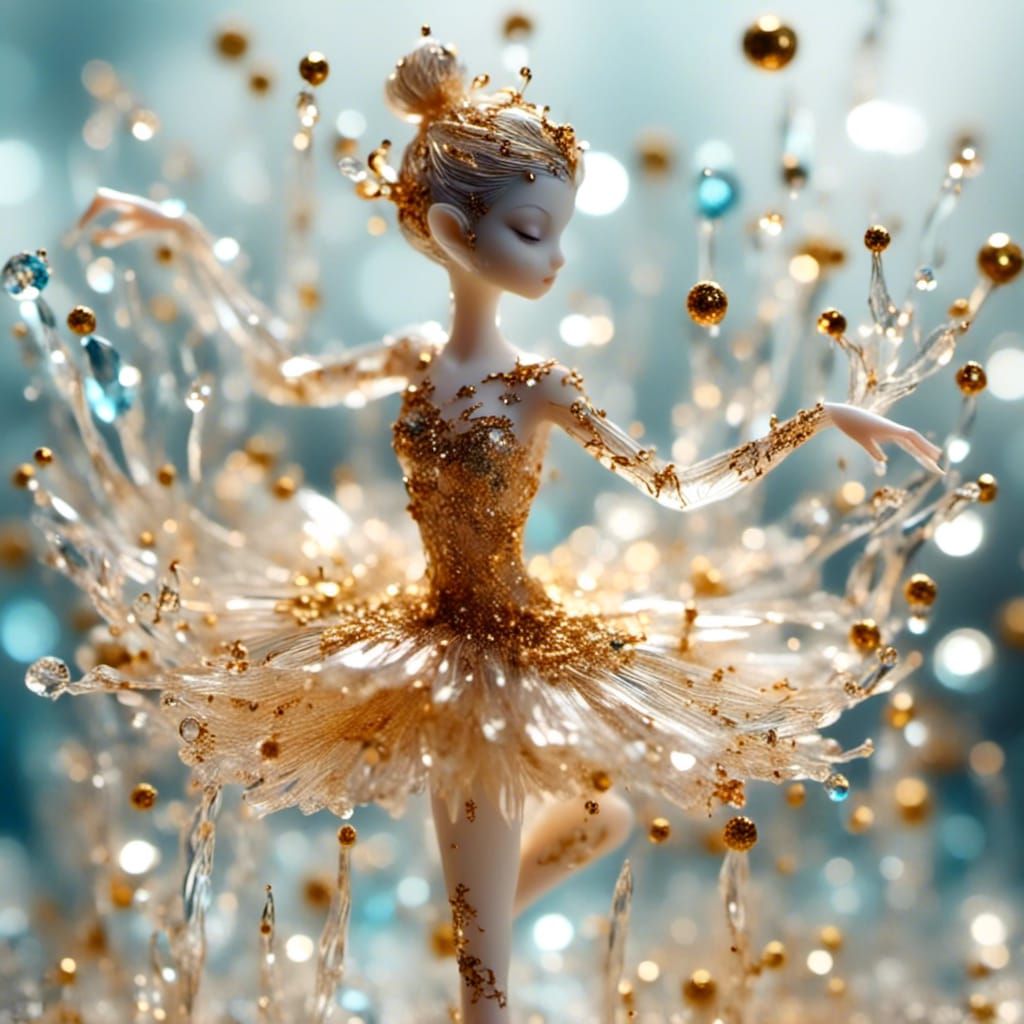 Glass Ballerina Figurine with Gold Stardust