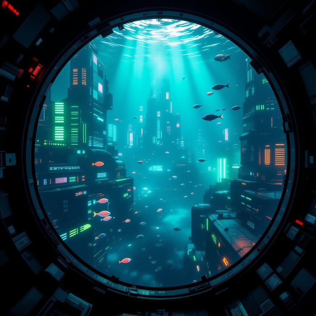 Glowing Deep-Sea Metropolis in Hyperrealistic Style