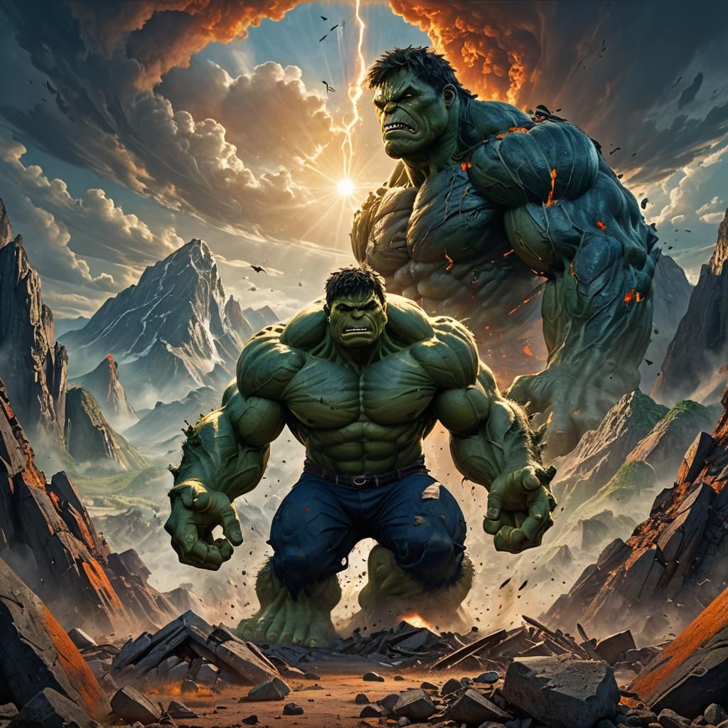 Hulk's Mountain Challenge: A Fantastical Concept Art