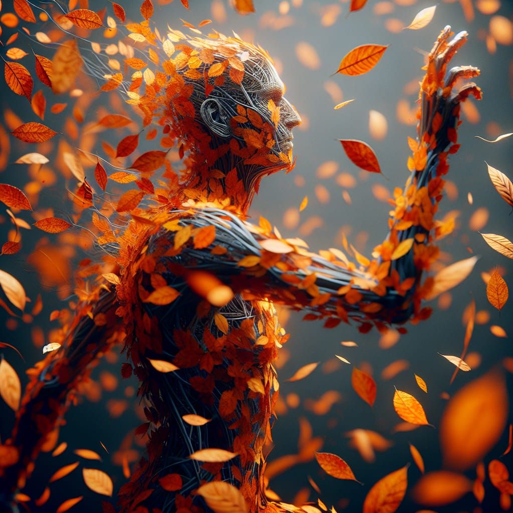 Autumn Leaf People Dance in the Breeze