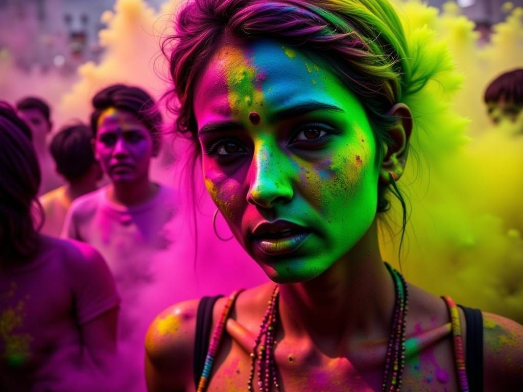 Cyber Shaman Face Glowing Tattoos at Neon Rave