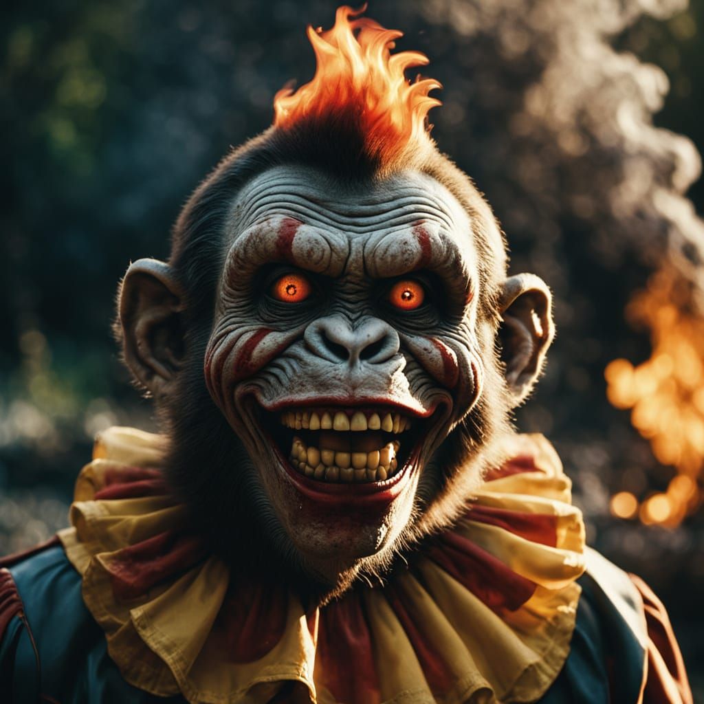 Zombie Monkey Clown President in Apocalyptic Film Still