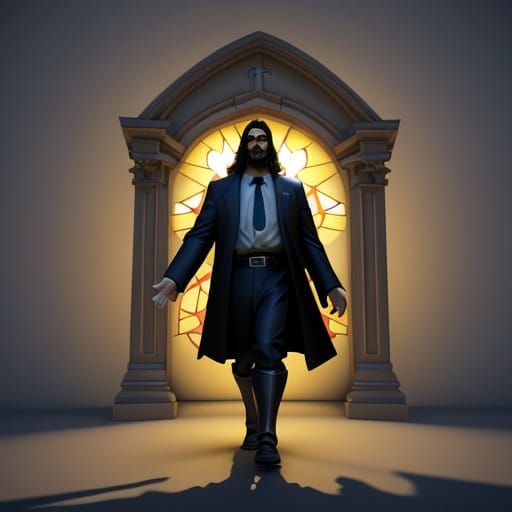 Jesus in a Vibrant Pixar-Inspired Church Scene