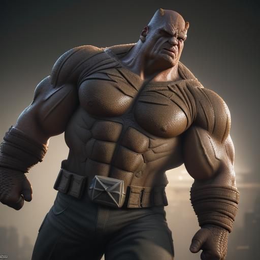 Grey Ben Grimm in 3D Game Cinematic Style