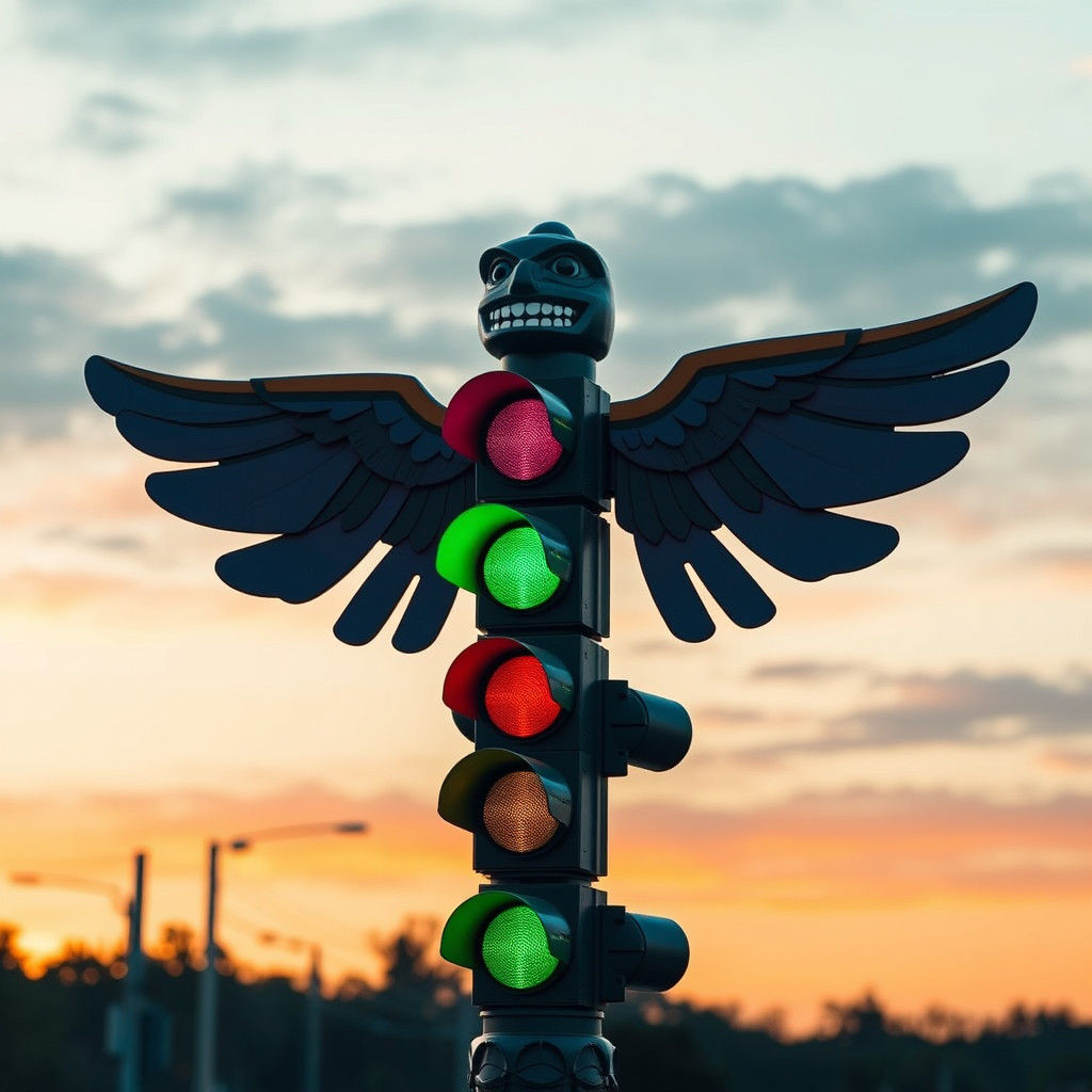 Traffic Light Totem Pole Sculpture