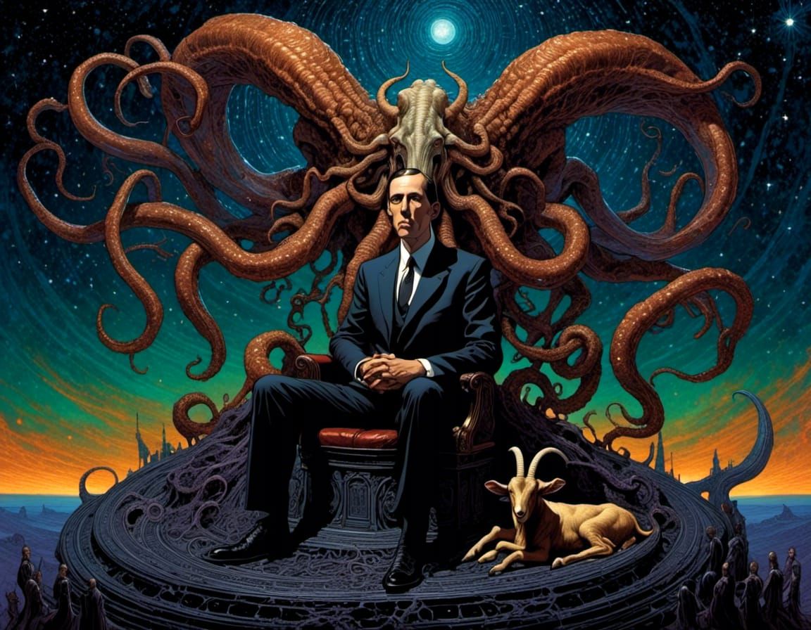Lovecraft sitting with Shub-Niggurath