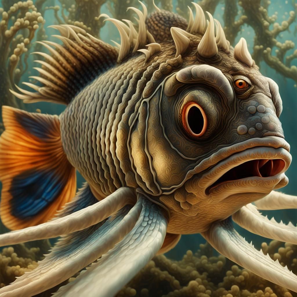 Ornate Fish with Japanese Background in 3D