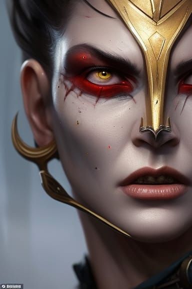 Golden Scaled Medieval Fighter Portrait in Dark Fantasy Styl...