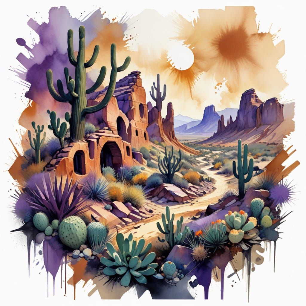 Desert Twilight: Expressionist-Abstract Fractal Landscape