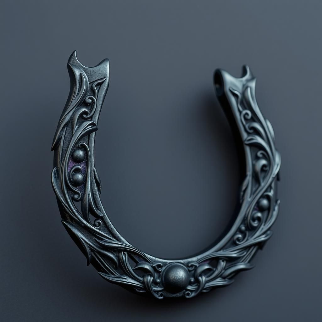 Mystical Horseshoe Forged from Black Metal