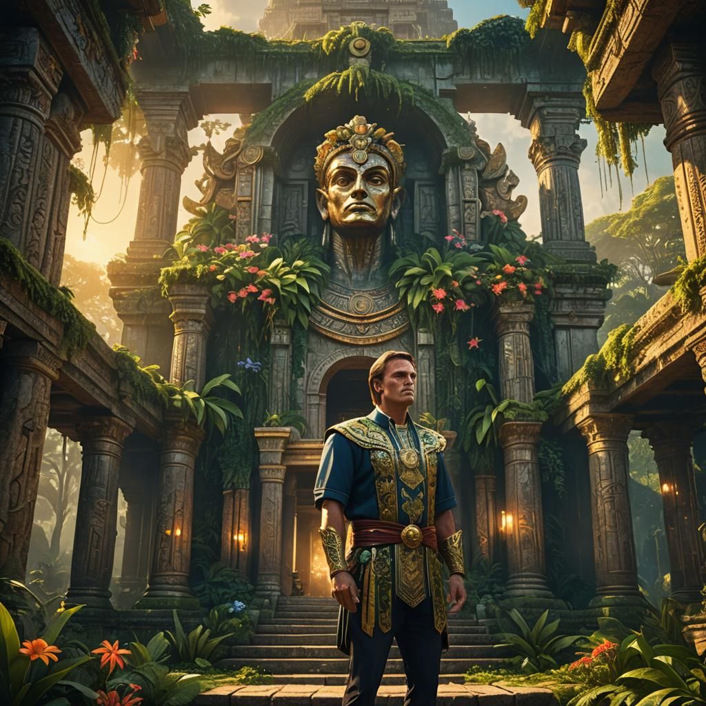 Bolsonaro in Ancient Temple: Photorealistic Fantasy Art