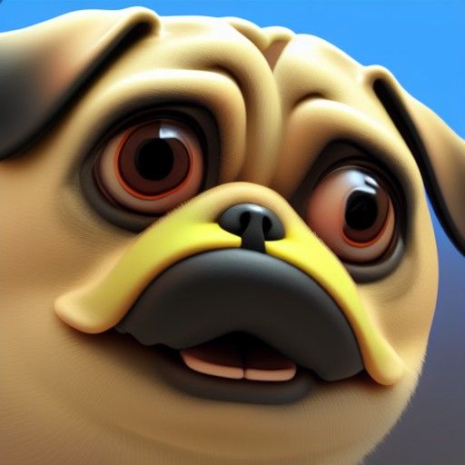 Pixar-Style 3D Pug Concept Art