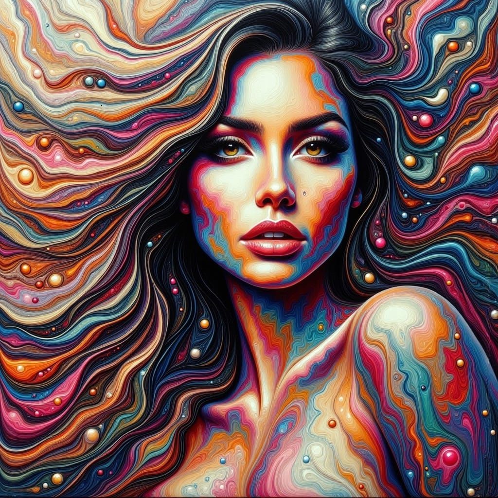 Attractive Woman in Fluid Art Style by Simon Bisley