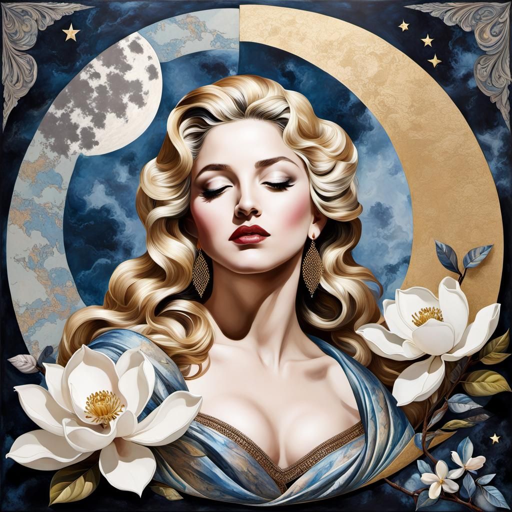 Maximalist Mixed Media Moonlit Magnolia Melody