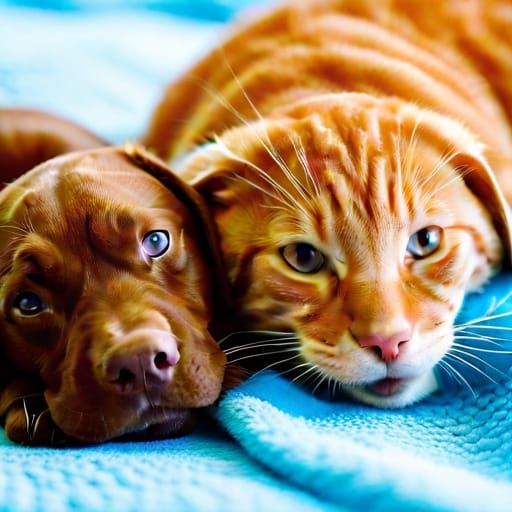 Labrador Puppy and Kitten Naptime