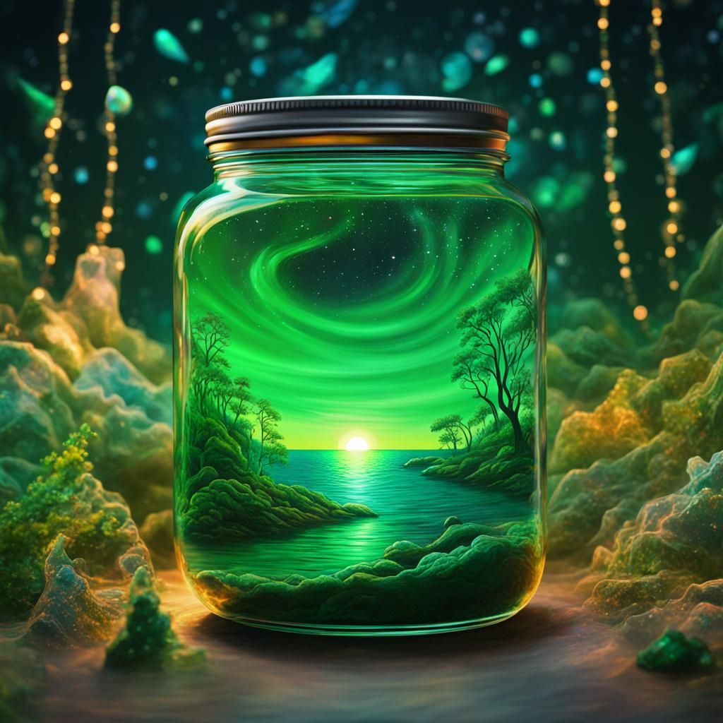 Green Sea in a Jar: Holographic Cosmic Illustration