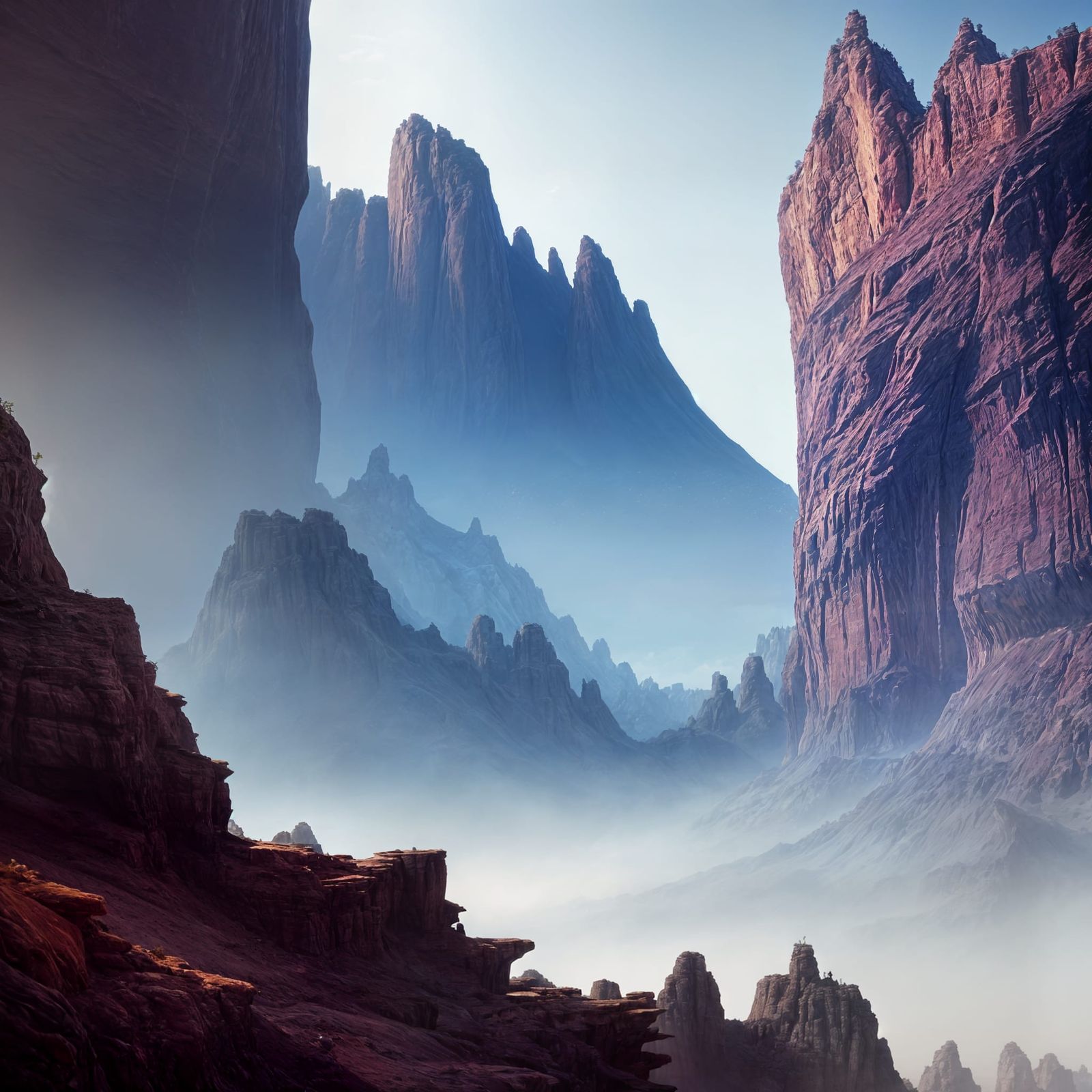 Canyons and Volcanoes: Detailed Matte Painting