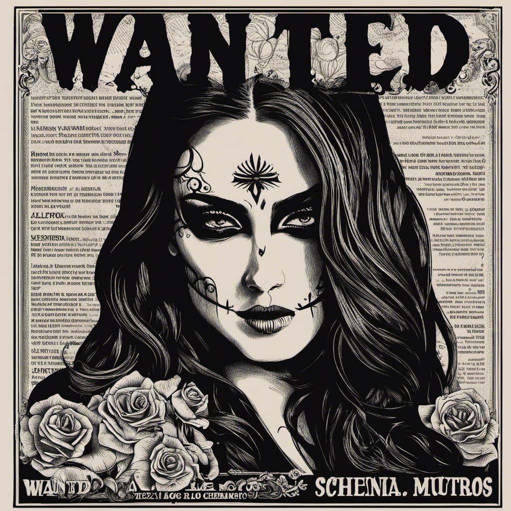 Wanted Poster: Día de los Muertos Woman in Ink