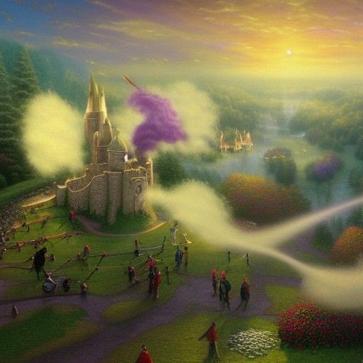 Ethereal Fantasy Quidditch Scene in Mist
