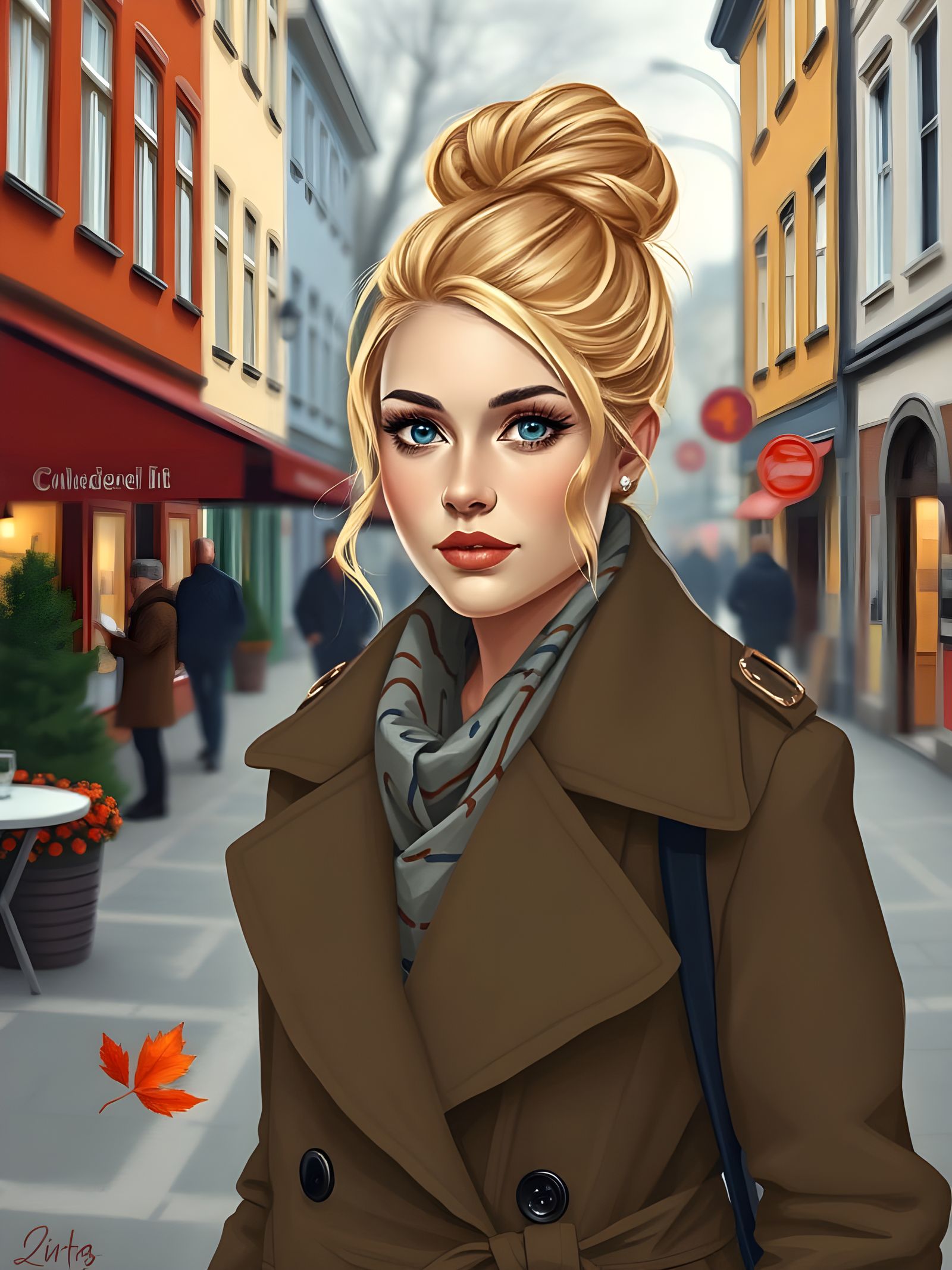 Swedish Woman Walking in Cozy City Street