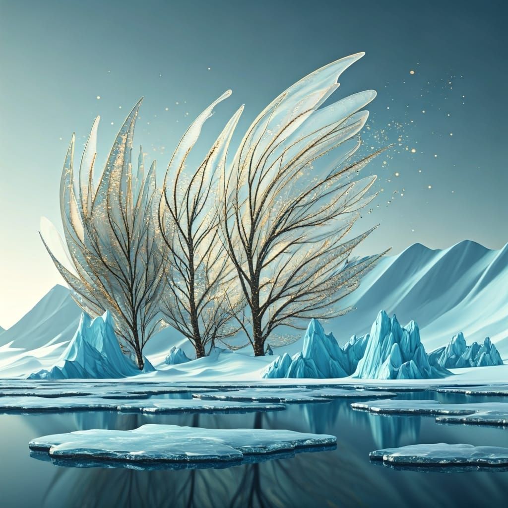 Ethereal Arctic Tundra with Iridescent Details