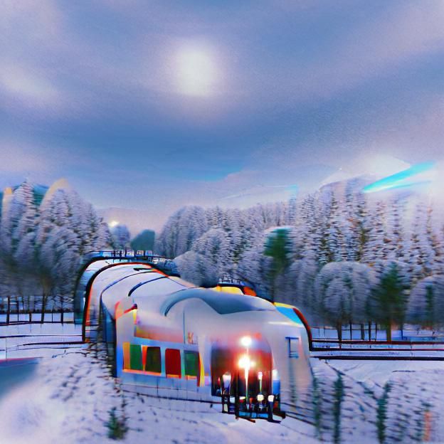 Winter Train Journey Through Snowy Landscape