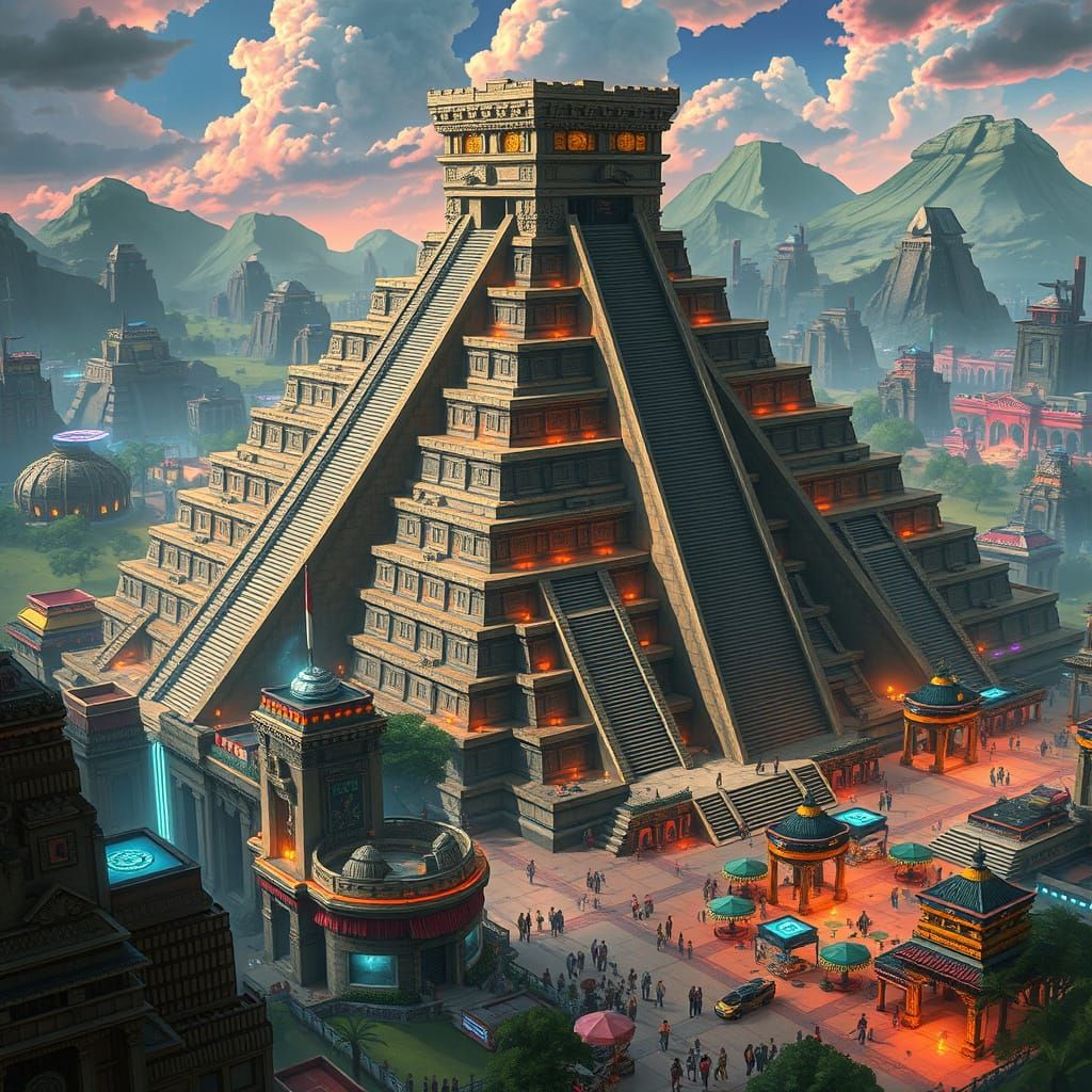 Futuristic Mayan City of Pakal in 2080