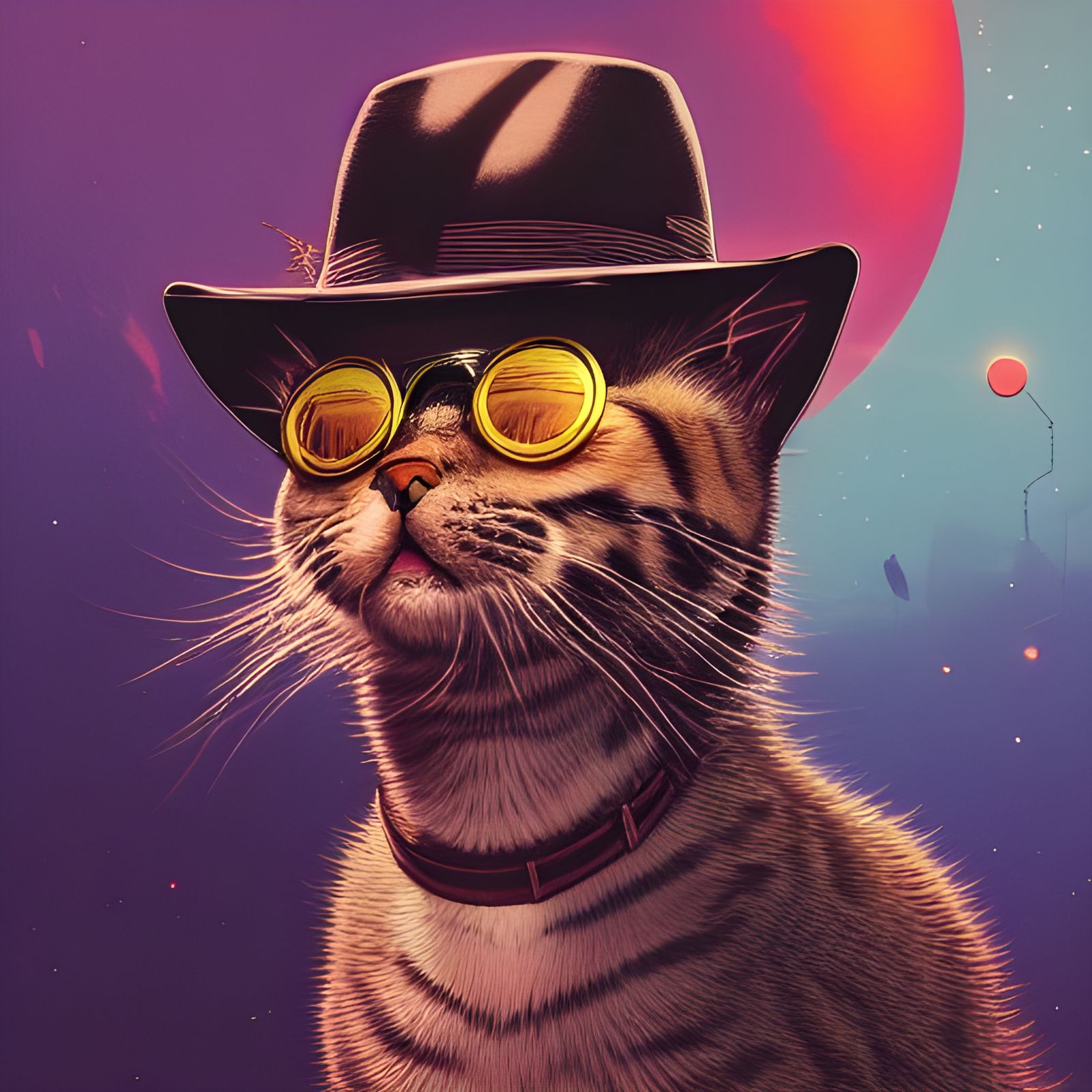 Cat at Party in Hyperdetailed Surrealist Style